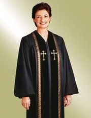 Ladies Murphy Black RT Wesley Clergy Robe