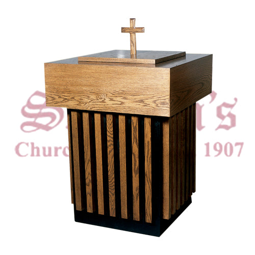 Wood Baptismal Font with Cross on Top