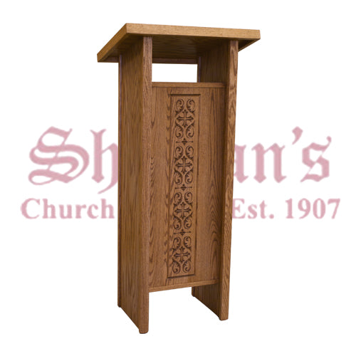 Wood Lectern with Carved Design