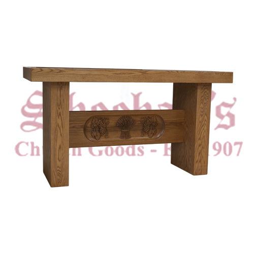 Carved Grapes and Wheat Altar in Solid Oak