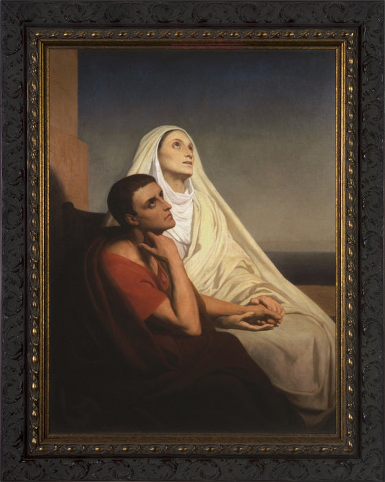 Sts. Monica and Augustine - Ornate Dark Framed Art
