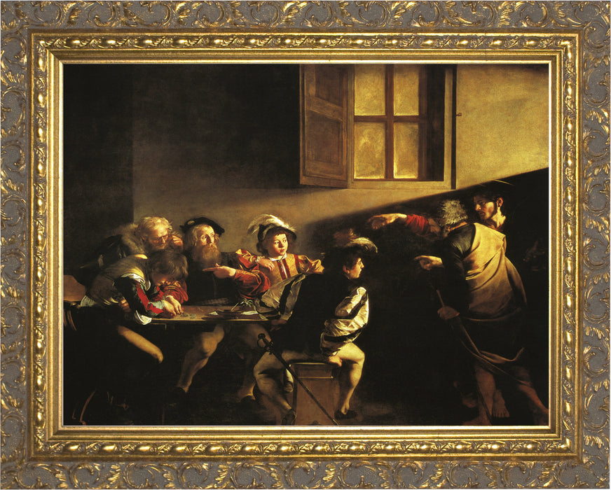 The Calling of St. Matthew (Caravaggio) - Ornate Gold Framed Art