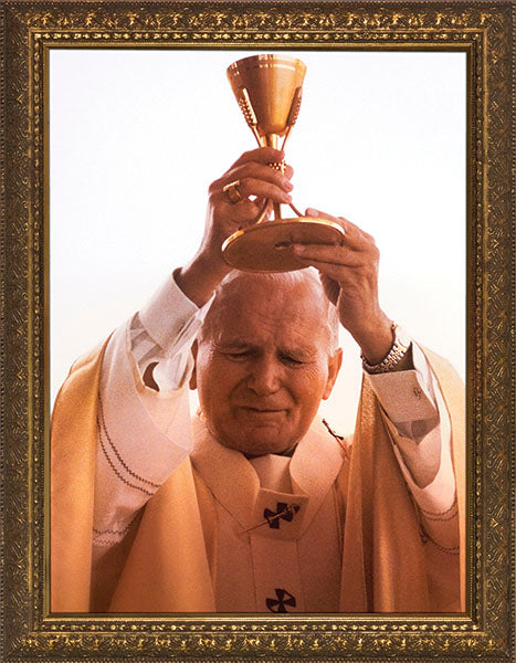 St. John Paul II Raising Chalice Standard Gold Framed Art