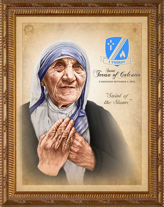 St. Teresa of Calcutta Commemorative Portrait - Simple Gold Framed Art