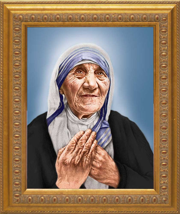 St. Teresa of Calcutta Canonization Portrait: Ornate Gold Frame