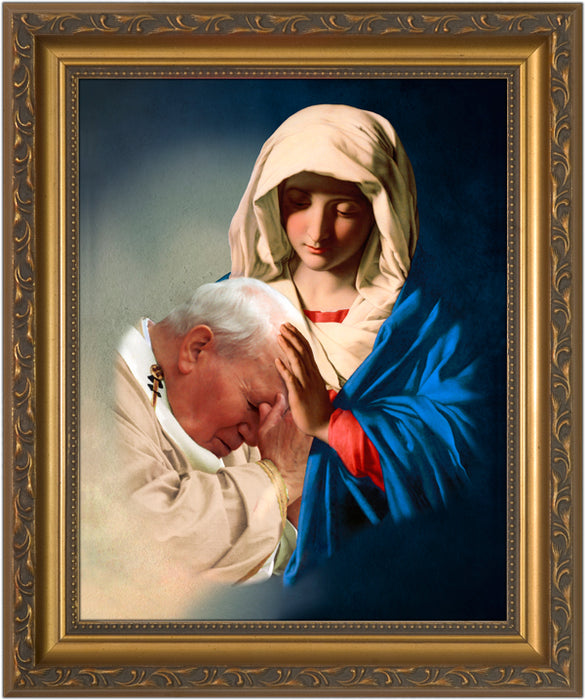 St. John Paul II Being Held by Mary Framed Art