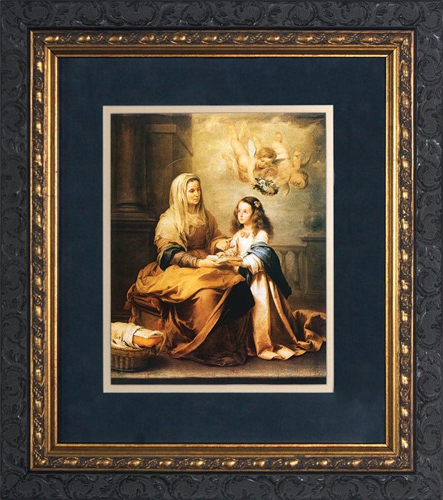 St. Anne with Mary Matted - Ornate Dark Framed Art