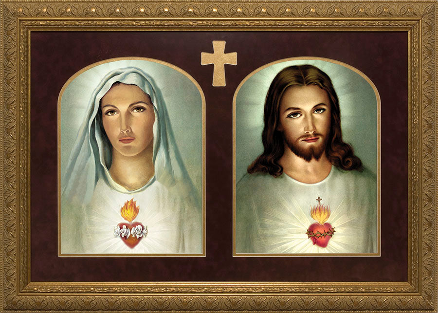 Traditional Sacred & Immaculate Hearts Framed Art