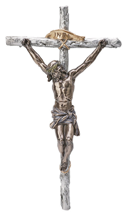 Crucifix, Pewter Style Cross, Cold Cast Bronze Corpus