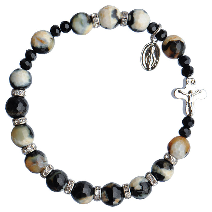 8mm Genuine Zebra Jasper Rosary Bracelet