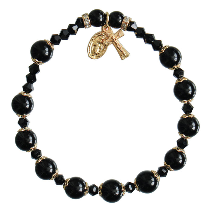 8mm Genuine Black Onyx Rosary Bracelet
