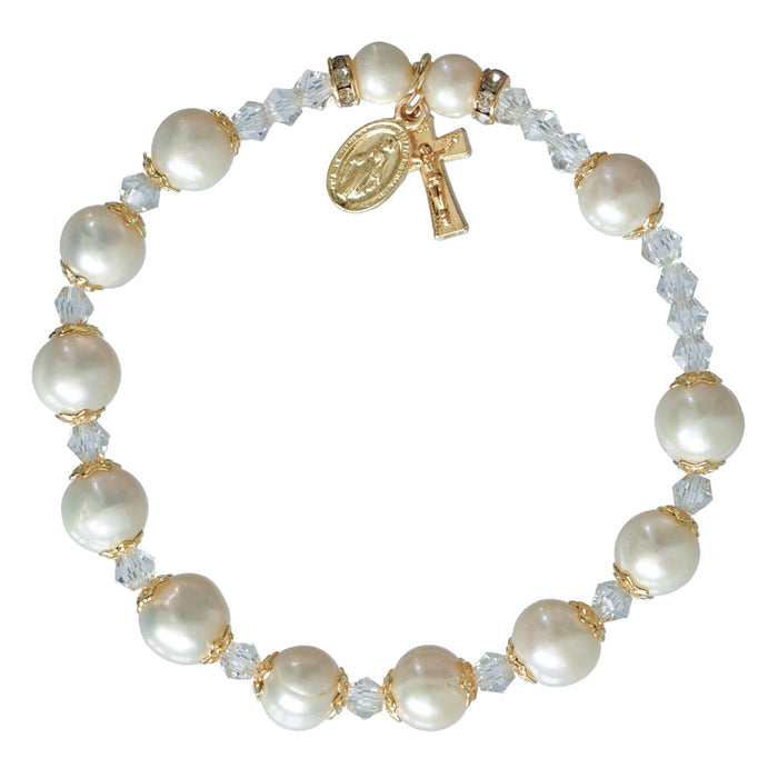 8mm Genuine Pearl Rosary Bracelet