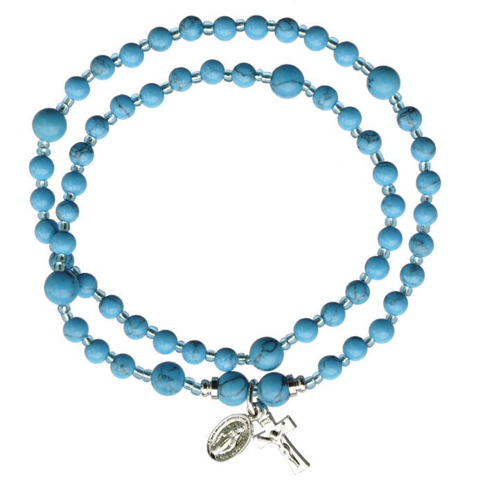 4mm Genuine Turquoise Twist Rosary Bracelet