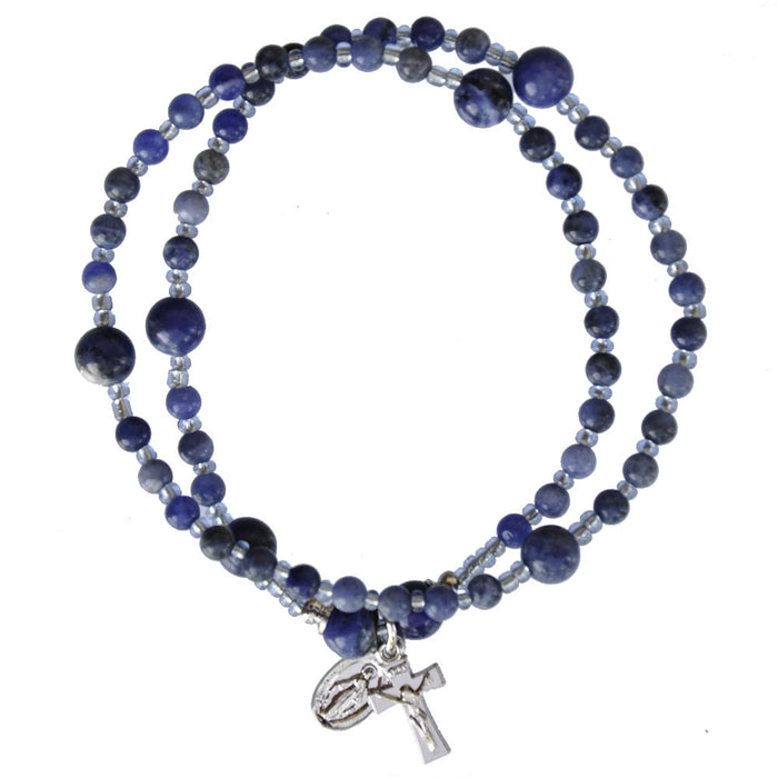 4mm Genuine Blue Sodalite Twist Rosary Bracelet