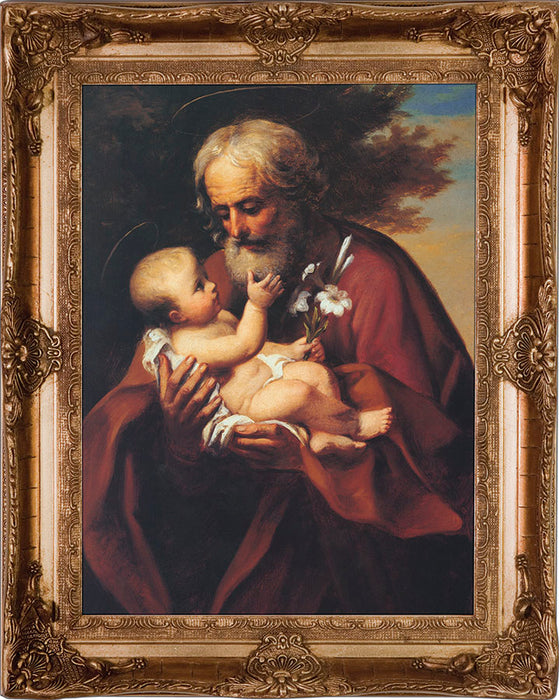 St. Joseph (Older) Canvas - Gold Museum Framed Art