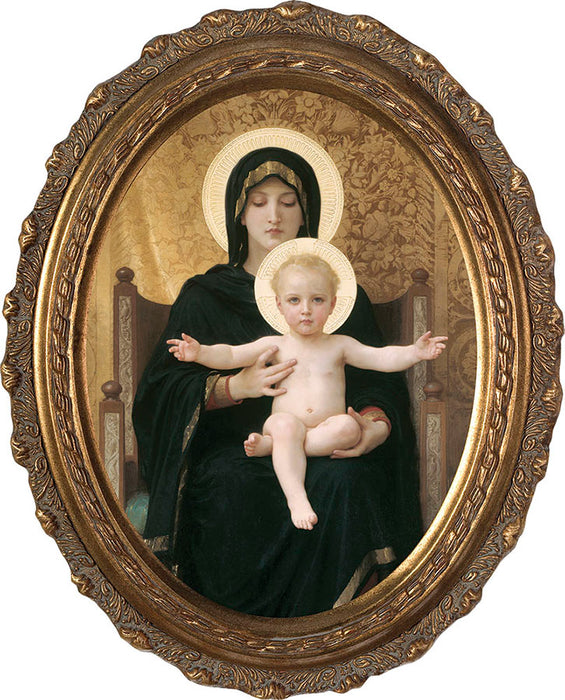 Virgin and Child Canvas - Oval Framed Art