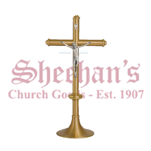 Altar Crucifix and Candlestick, Satin Bronze Finish