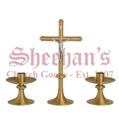 Altar Crucifix and Candlestick, Satin Bronze Finish